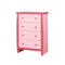 Four Drawer Wooden Chest with Round Pull Out Knobs, Pink-Cabinet and Storage chests-Pink-Wood-JadeMoghul Inc.