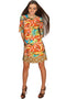 Fox Grace Yellow Flower Print Sleeved Shift Dress - Women-Fox-XS-Orange/Green-JadeMoghul Inc.