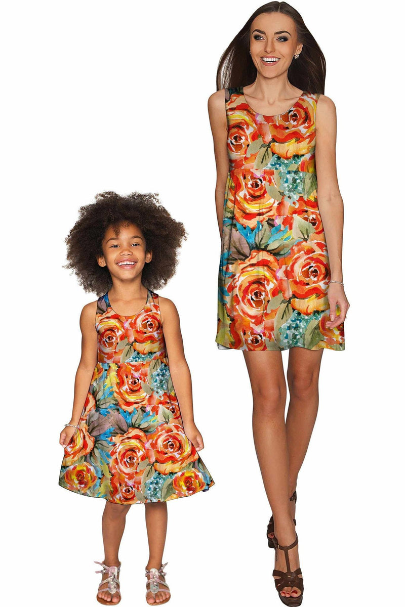 Fox Sanibel Empire Waist Mother and Daughter Dress-Fox-18M/2-Orange/Green-JadeMoghul Inc.
