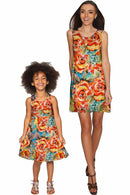 Fox Sanibel Empire Waist Yellow Flower Print Dress - Women-Fox-XS-Orange/Green-JadeMoghul Inc.