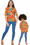 Fox Sophia Elbow Sleeve Party Top - Mommy & Me-Fox-18M/2-Orange/Green-JadeMoghul Inc.
