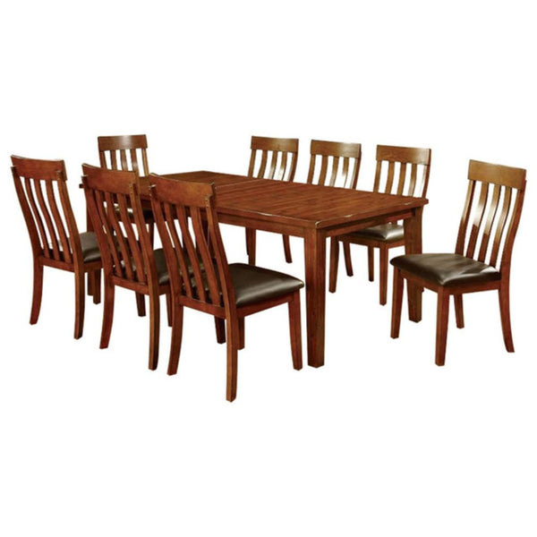 Foxville Transitional Style Rectangular Dining Table, Cherry Finish-Dining Tables-Cherry-Wood-JadeMoghul Inc.