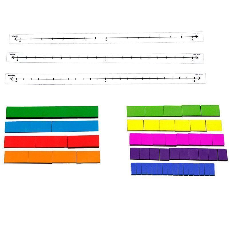 FRACTION TILE NUMBER LINE SET-Learning Materials-JadeMoghul Inc.