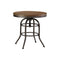 Framed Ends Round Metal Framed End Table with Wooden Top and Riveted Trim Accent, Brown and Black Benzara