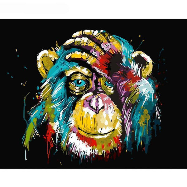 Frameless Baboon Animal DIY Painting By Number Wall Art Picture Paint By Number Canvas Painting For Home Decor Artwork--JadeMoghul Inc.