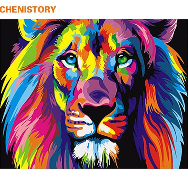Frameless Colorful Lion Animals Abstract Painting Diy Digital Painting By Numbers Modern Wall Art Picture For Home Wall Artwork--JadeMoghul Inc.