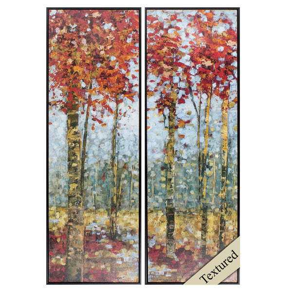 Frames Acrylic Picture Frames - 12" X 36" Brown Frame Crimson Woods (Set of 2) HomeRoots