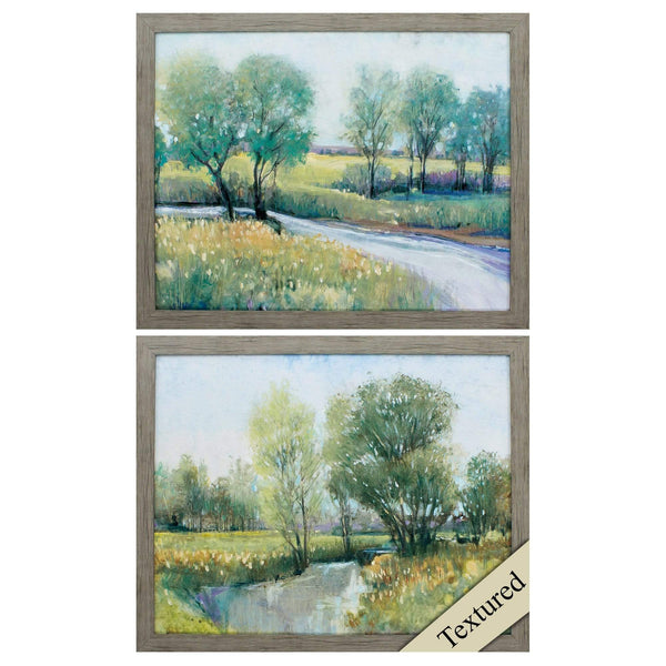 Frames Acrylic Picture Frames - 31" X 25" Woodtoned Frame Summer Stream (Set of 2) HomeRoots
