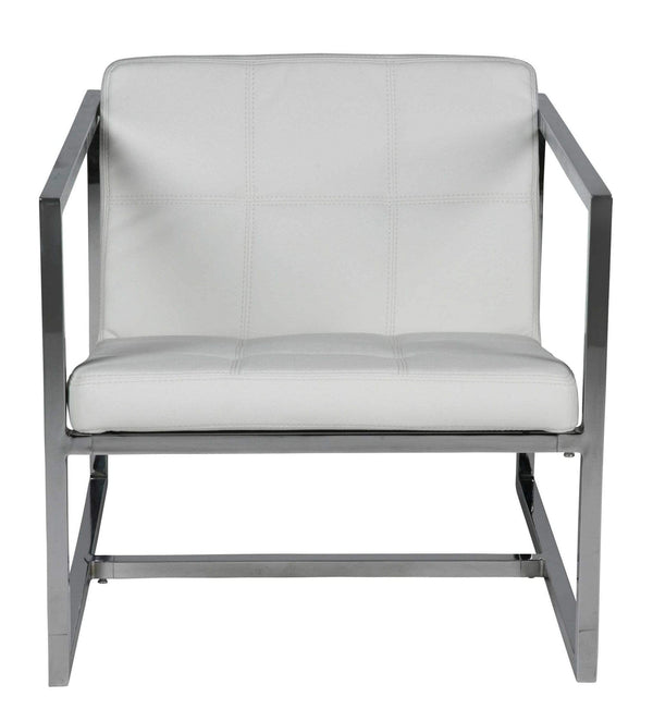 Frames Best - Chair White Faux Leather Chrome Frame HomeRoots