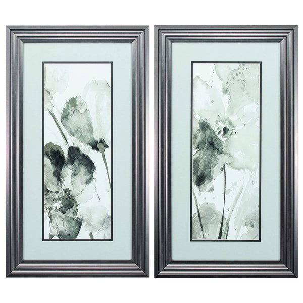 Frames Big Picture Frames - 15" X 27" Gunmetal Gray Frame Abstract Flower (Set of 2) HomeRoots