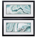 Frames Big Picture Frames - 26" X 14" Dark Wood Toned Frame Deep Blue Sea Panel (Set of 2) HomeRoots