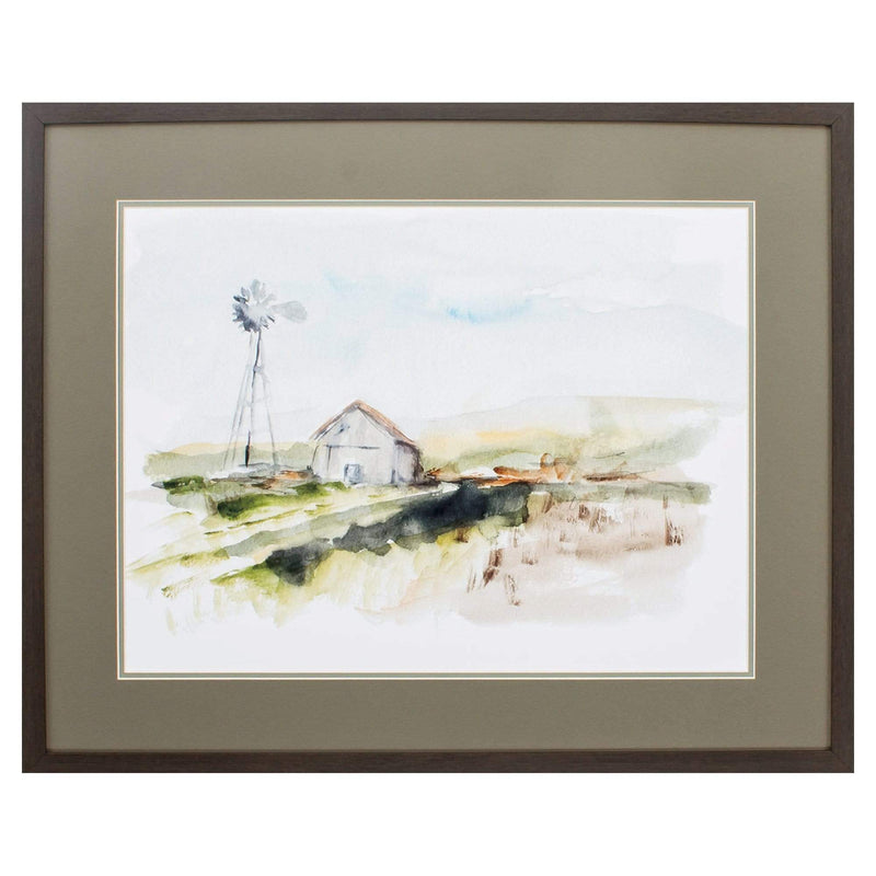 Frames Big Picture Frames - 32" X 26" Brown Frame Rural Plein Air II HomeRoots