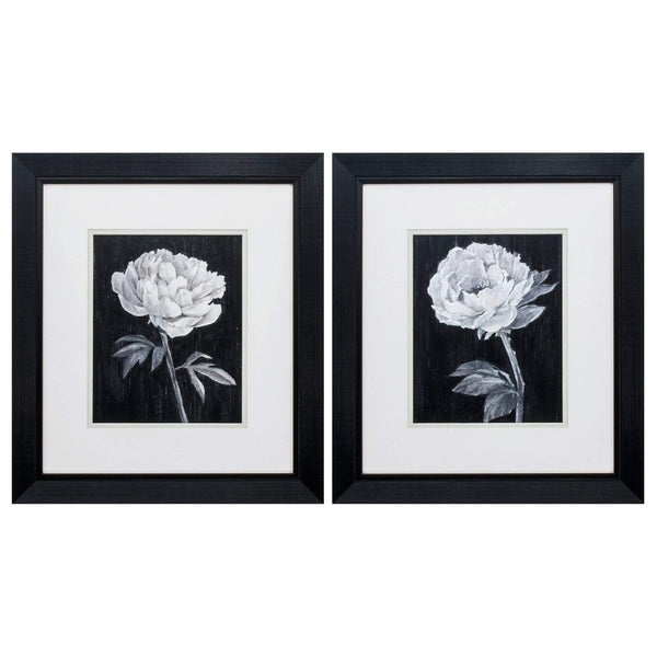 Frames Black Picture Frames 16" X 18" Black Frame Black White Flowers (Set of 2) 5241 HomeRoots
