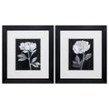 Frames Black Picture Frames 16" X 18" Black Frame Black White Flowers (Set of 2) 5242 HomeRoots
