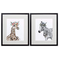 Frames Cheap Picture Frames - 17" X 20" Silver Frame Giraffe Zebra (Set of 2) HomeRoots