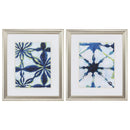 Frames Cheap Picture Frames - 19" X 22" Brushed Silver Frame Green & Blue Shibori (Set of 2) HomeRoots