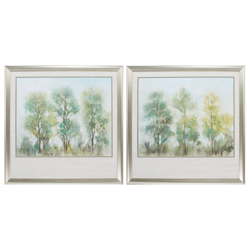 Frames Cheap Picture Frames - 30" X 30" Brushed Silver Frame Muted Trees (Set of 2) HomeRoots