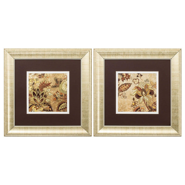 Frames Christmas Picture Frame - 13" X 13" Gold Frame Floral Beige (Set of 2) HomeRoots