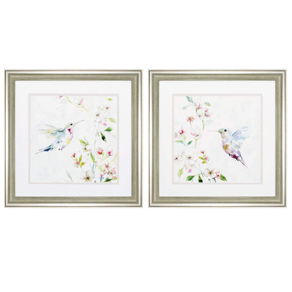 Frames Collage Picture Frames - 19" X 19" Brushed Silver Frame Hummingbird (Set of 2) HomeRoots