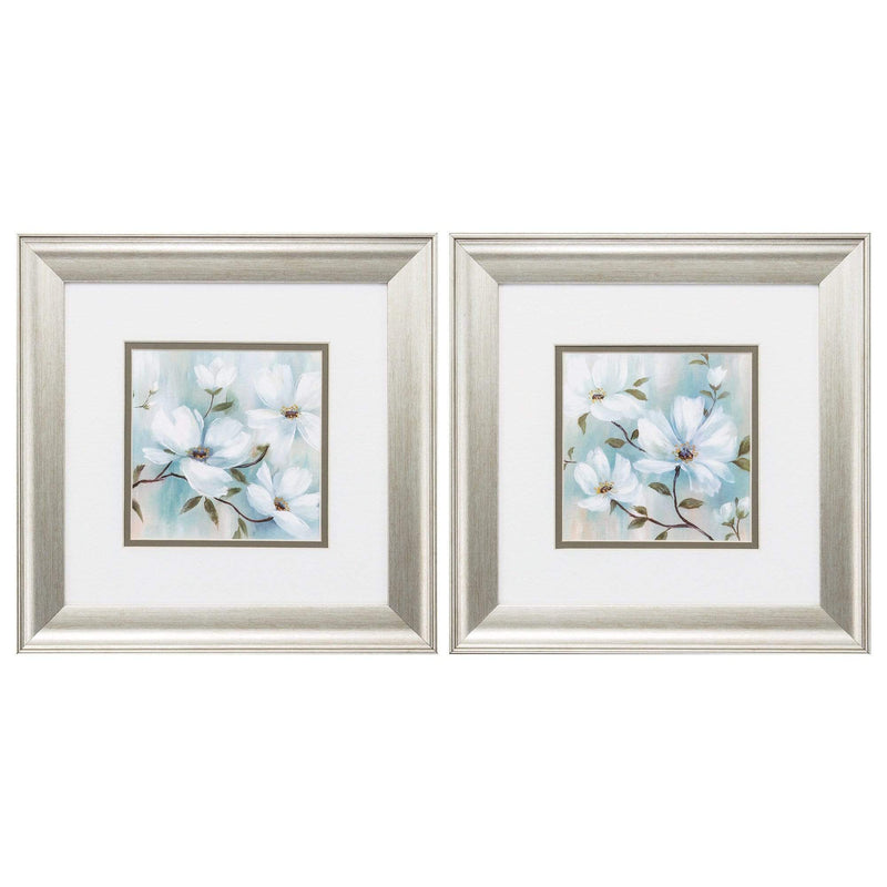 Frames Digital Picture Frame - 13" X 13" Brushed Silver Frame Spring Blush (Set of 2) HomeRoots