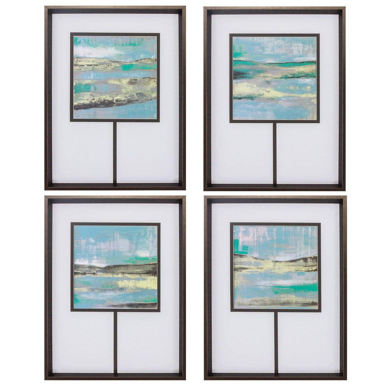 Frames Family Picture Frames - 20" X 26" Brushed Silver Frame Cool Horizon (Set of 4) HomeRoots