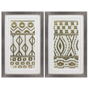 Frames Family Picture Frames - 20" X 32" Silver Frame Tribal Pattern Cream (Set of 2) HomeRoots