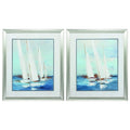 Frames Family Picture Frames - 24" X 28" Brushed Silver Frame Summer Regatta (Set of 2) HomeRoots