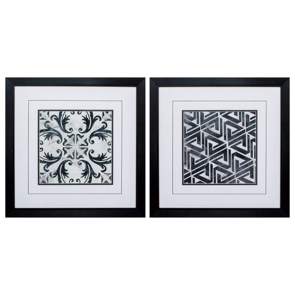 Frames Hanging Picture Frames 23" X 23" Black Frame Neutral Tile Collect (Set of 2) 5606 HomeRoots