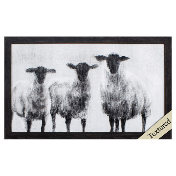 Frames Hanging Picture Frames - 30" X 18" Distressed Black Frame Rustic Sheep I HomeRoots