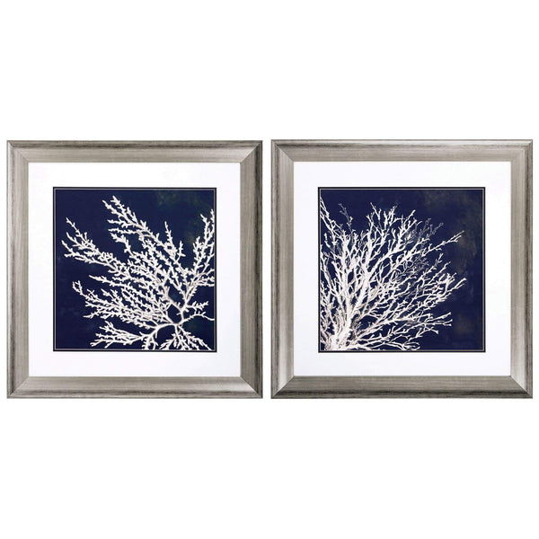 Frames Hobby Lobby Picture Frames - 28" X 28" Silver Frame Coastal Coral (Set of 2) HomeRoots