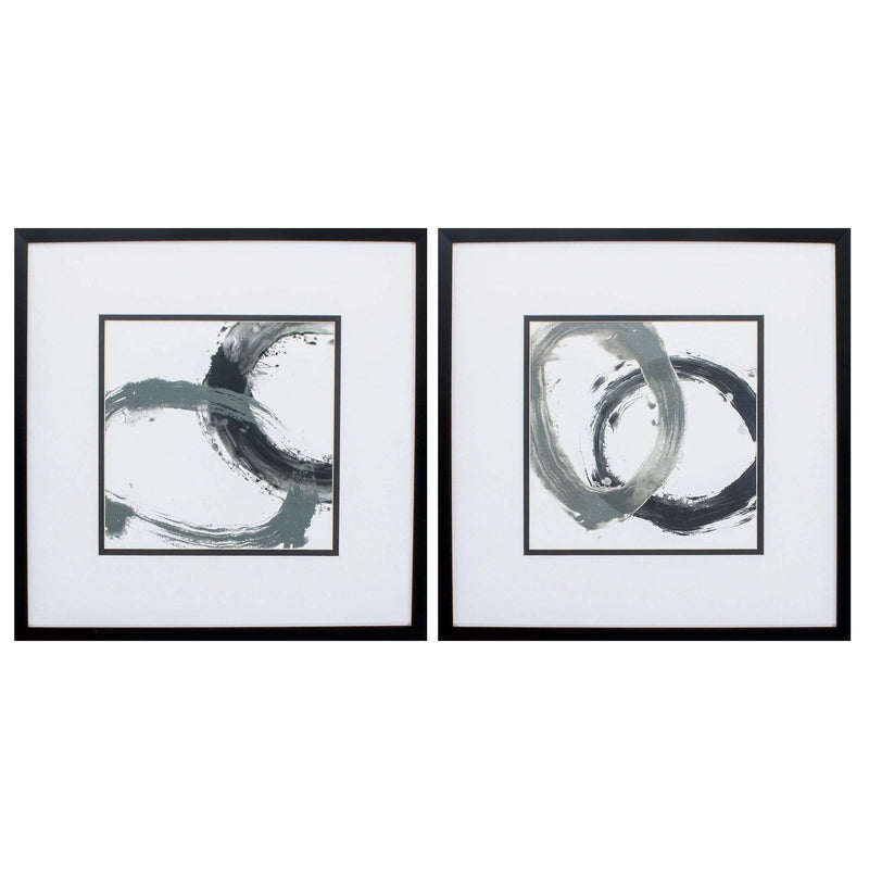 Frames Large Picture Frames - 21" X 21" Silver Frame Circular Reaction (Set of 2) HomeRoots