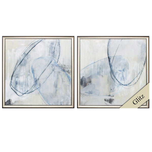 Frames Large Picture Frames - 21" X 21" Silver Frame Cool Neutral Loops (Set of 2) HomeRoots