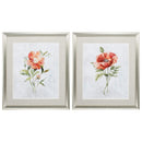 Frames Large Picture Frames - 24" X 28" Brushed Silver Frame Peony Poppy (Set of 2) HomeRoots