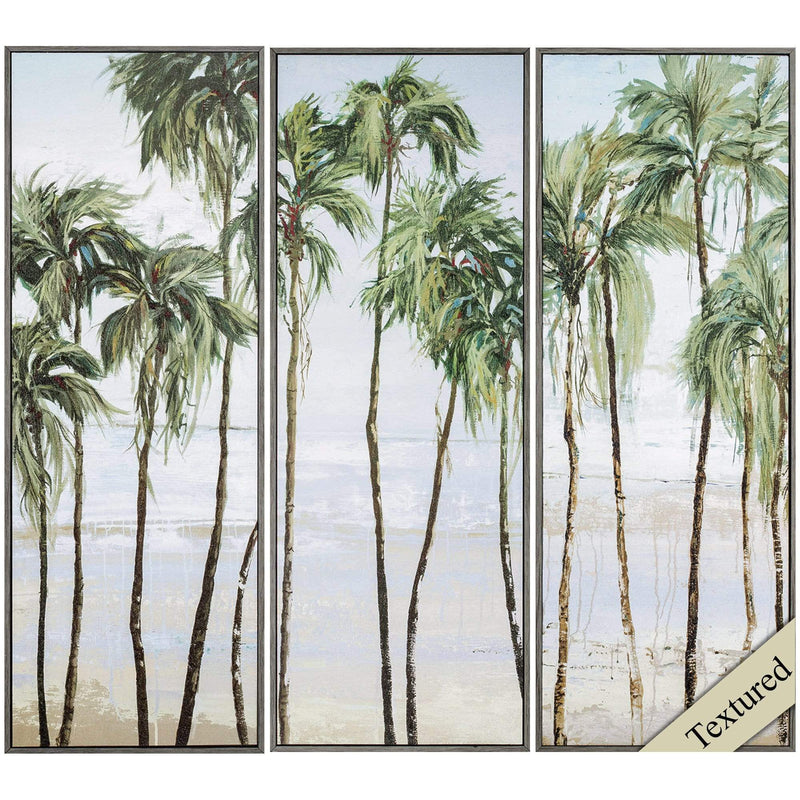 Frames Modern Picture Frames - 12" X 34" Woodtoned Frame Palm Breeze (Set of 3) HomeRoots