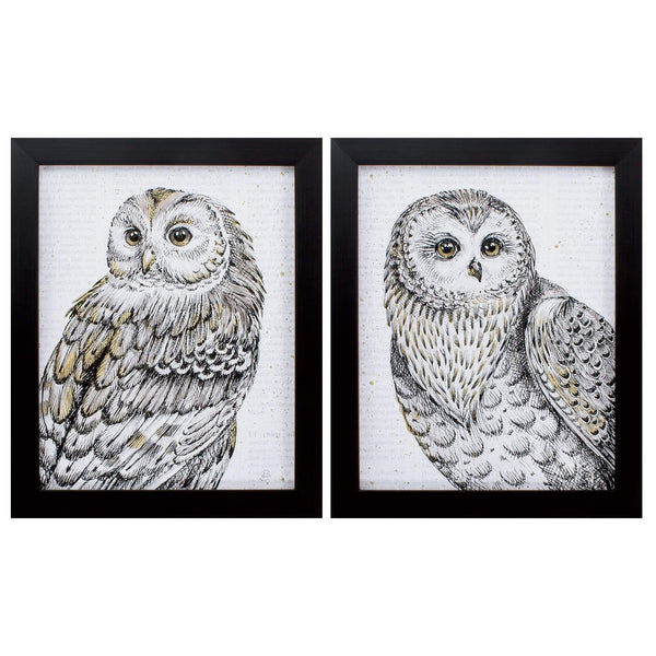 Frames Painting Picture Frames - 18" X 22" Brown Frame Beautiful Owls (Set of 2) HomeRoots