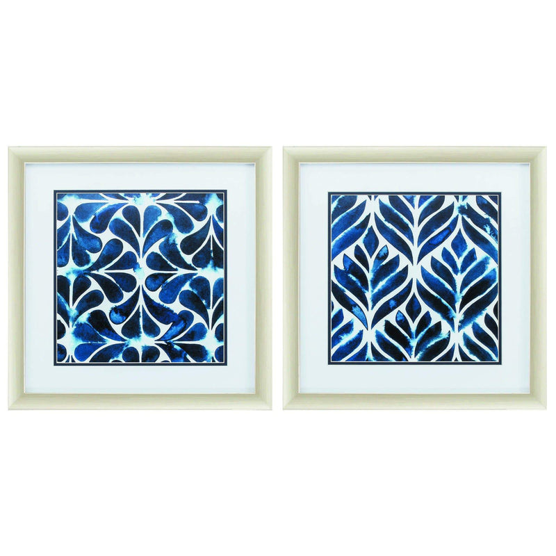 Frames Painting Picture Frames - 21" X 21" Champagne Gold Color Frame Cobalt Watercolor (Set of 2) HomeRoots