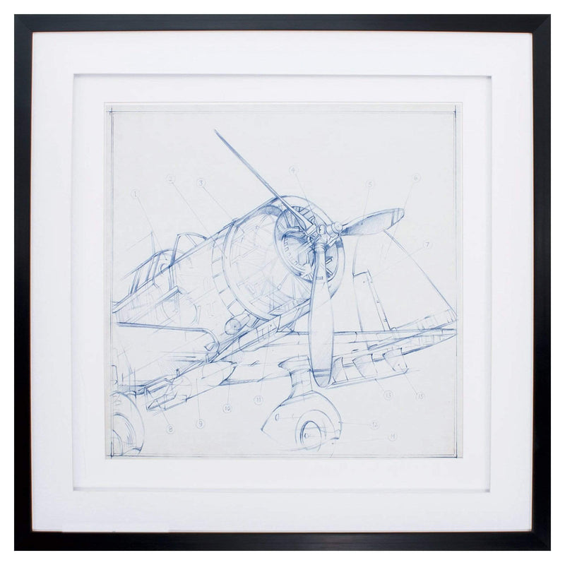 Frames Picture Frame Ideas - 30" X 30" Dark Wood Toned Frame Airplane Sketch I HomeRoots
