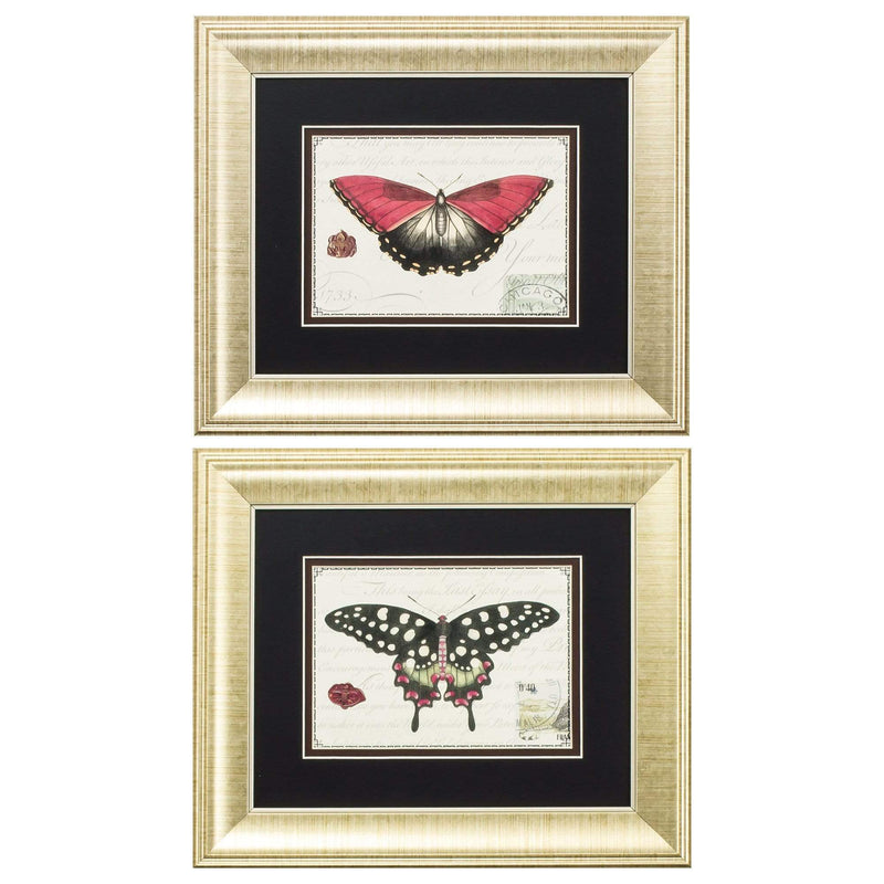 Frames Picture Frame Set - 13" X 11" Gold Frame Butterfly (Set of 2) HomeRoots