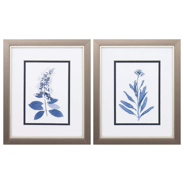 Frames Picture Frame Set - 9" X 11" Metallic Bronze Frame Indigo Press Florals (Set of 2) HomeRoots