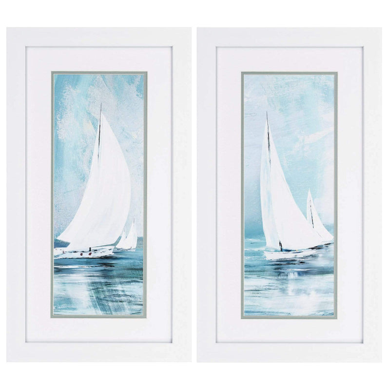 Frames Picture Frame Shop - 15" X 27" White Frame Soft Sail (Set of 2) HomeRoots