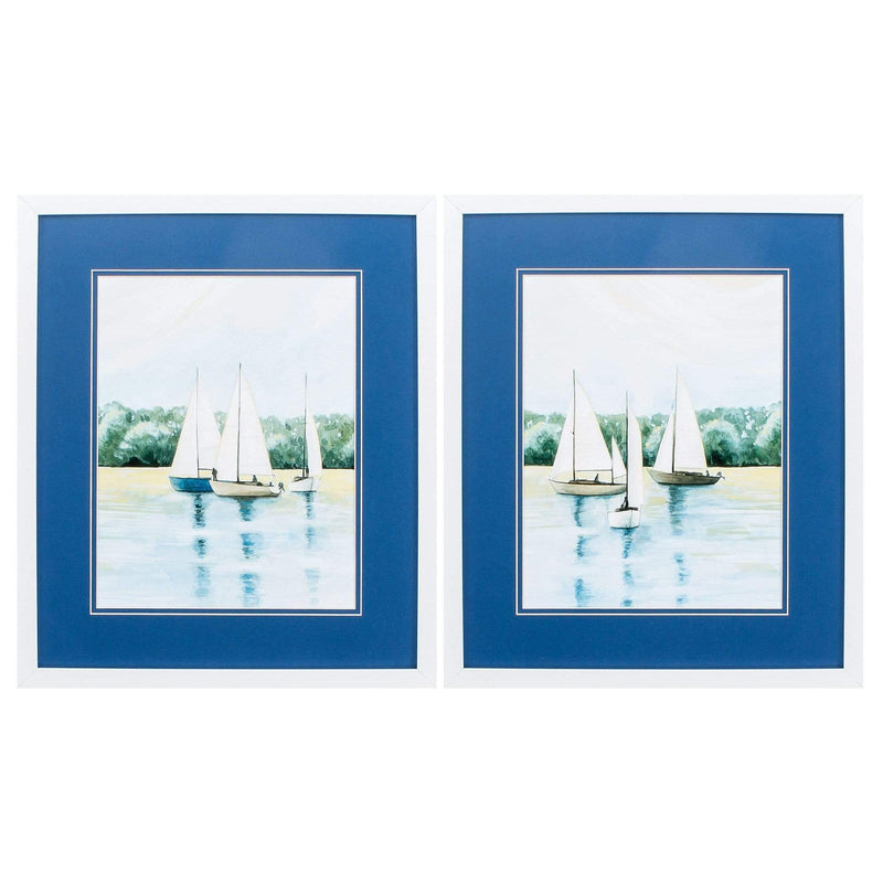 Frames Picture Frame Shop - 17" X 20" Matte White Frame Afternoon Sail (Set of 2) HomeRoots