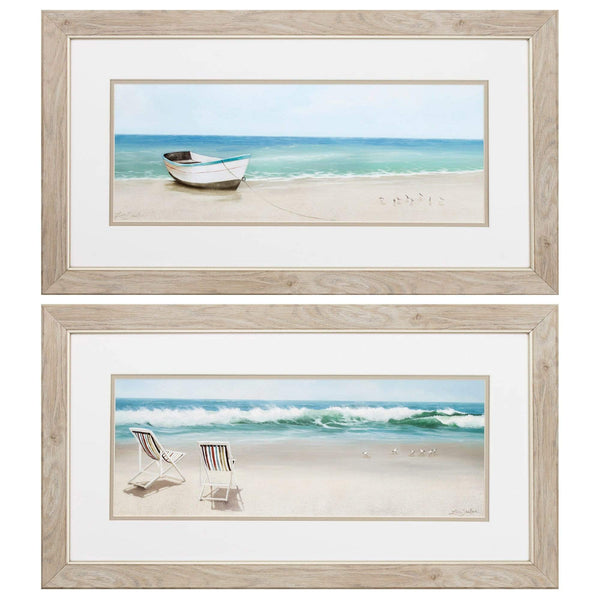 Frames Picture Frame Shop - 27" X 15" White Frame Tides View (Set of 2) HomeRoots