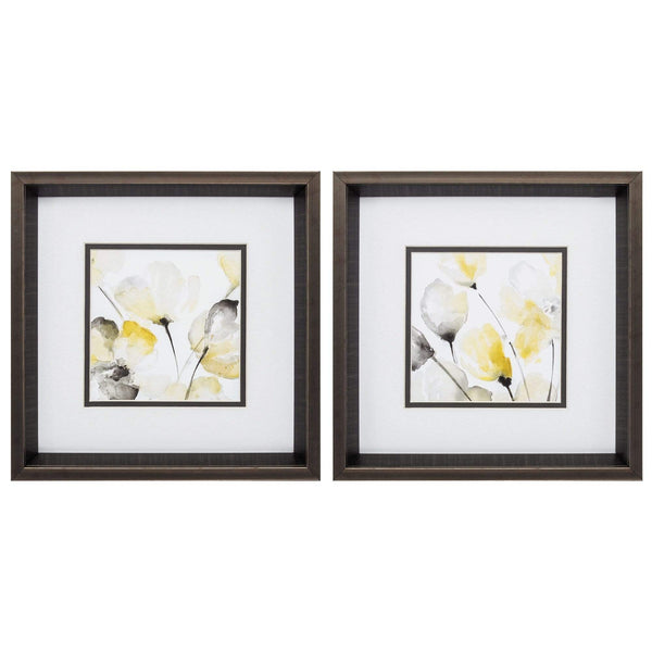 Frames Picture Frames - 12" X 12" Brushed Silver Frame Natural Abstract (Set of 2) HomeRoots