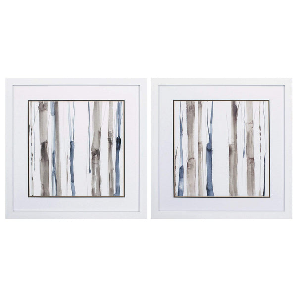 Frames Rustic Picture Frames - 29" X 29" White Frame Duo Tone Trees (Set of 2) HomeRoots