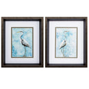 Frames Silver Picture Frames - 10" X 12" Brushed Silver Frame Hazy Morning Heron (Set of 2) HomeRoots