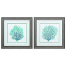 Frames Square Picture Frames - 19" X 19" Distressed Wood Toned Frame Teal Coral On White (Set of 2) HomeRoots