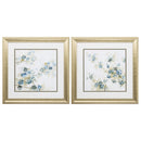 Frames Square Picture Frames - 19" X 19" Gold Frame Dogwood In Blue (Set of 2) HomeRoots