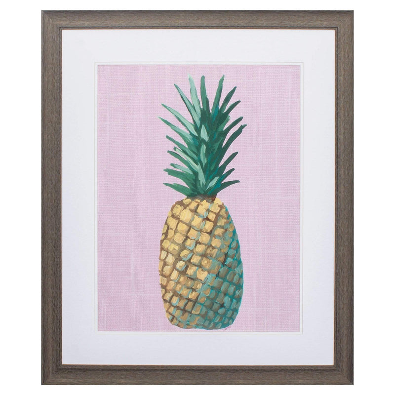 Frames Unique Picture Frames - 27" X 33" Distressed Wood Toned Frame Pineapple On Pink HomeRoots