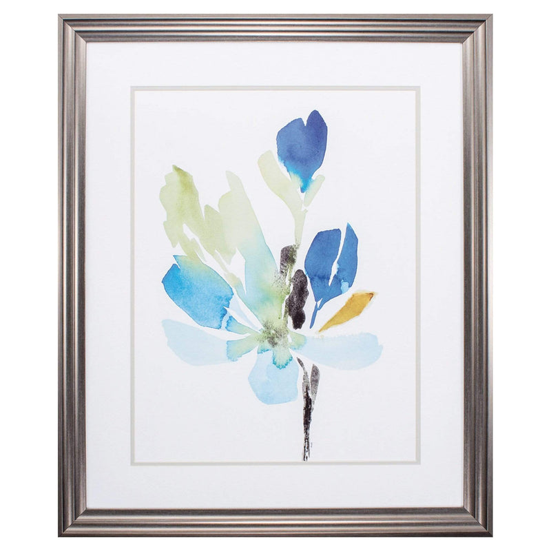 Frames Unique Picture Frames - 27" X 33" Gunmetal Gray Frame Delicate Blue Floral II HomeRoots