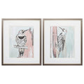 Frames Vintage Picture Frames - 17" X 20" Metallic Bronze Frame Beige Woodpecker (Set of 2) HomeRoots